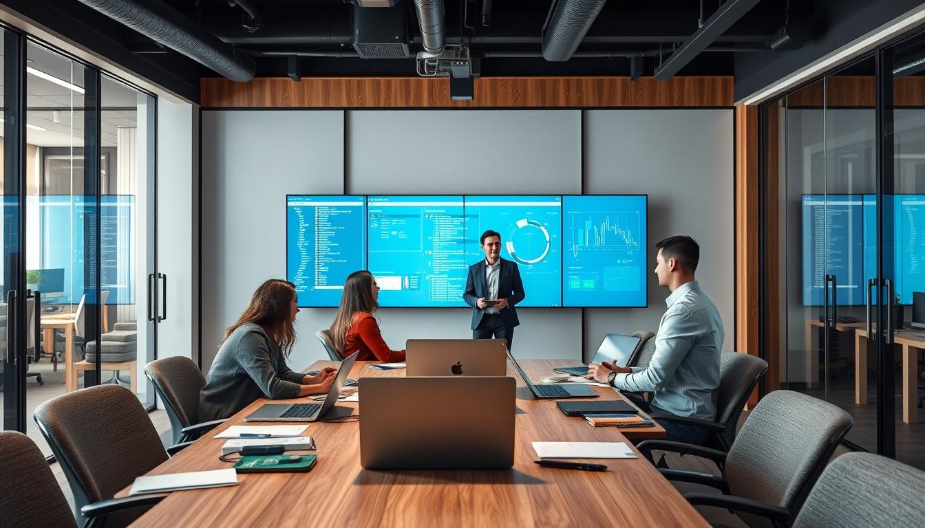 AI software company team and business technology strategy